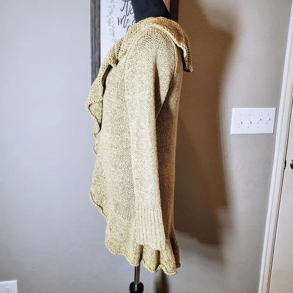 Venue Tan Knit Waterfall Neckline Size Large Women's Cardigan - Picture 10 of 12